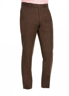 New For Bloomingdale's Wool Blend Tailored Fit Flat Front Brown Pants 36 x 34 - Image 1 of 2