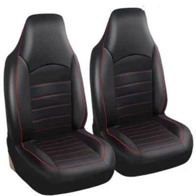 Black Car Seat Covers 2Front Set Synthetic Leather Chair Protector SUV Accessory - Image 1 of 4