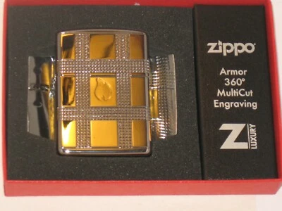 NUEVO EE. UU. Encendedor ZIPPO a Prueba de Viento 49079 Tallado Profundamente 360 Diseño Geométrico HP Armadura Foto 1 de 4