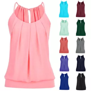 Women's Halter Neck T-Shirt Tank Casual Loose Fit Vest Ladies Blouses Cami Tops - Picture 1 of 12