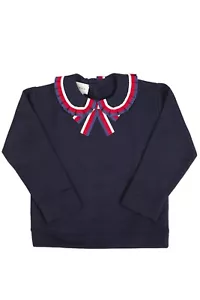 NWT Gucci Decorative Collar Ribbon Sylvie Web Bow Navy Sweatshirt 36M $295.00 - Picture 1 of 12