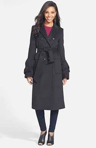 VERA WANG CAPPOTTO DONNA PLISSETTATO POLSINO DOPPIOPETTO GIACCA LUNGHEZZA INTERA LANA XS NUOVO - Foto 1 di 6