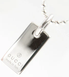 GUCCI Logo Tag Plate Ball Chain Bracelet 7.6" Silver 925 Auth #74720 - Picture 1 of 6