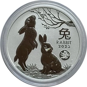 2023 Lunar Year of The Rabbit w/Dragon Privy 1 oz Silver in Perth Mint Capsule - Picture 1 of 3