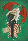 Art fantastique gothique imprimé lumières de Noël cadeaux démon rouge vert blanc or