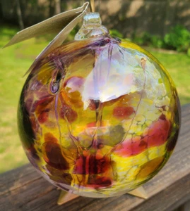 Kitras Art Glass - Sunshine Fairy Orb - Handblown Glass Ball 4-1/2 inch diameter - Picture 1 of 6