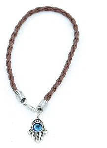 Lot 1 MAIN HAMSA contre MAUVAIS ŒIL Bracelet cordon BRUN Pendentif CHANCEUX