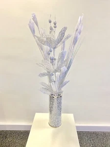 Crushed Artificial Bunch Of Flowers White Silver Romany Bling Shiny Bouquet - Picture 1 of 2