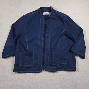 Alfred Dunner Denim Jacket Blazer Shirt Women's 18 Dark Wash Open Front Pockets - Picture 1 of 11