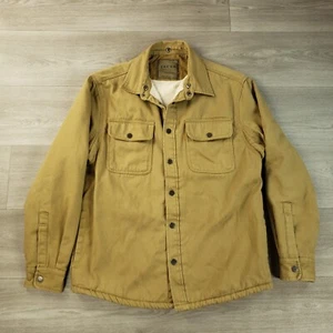JACHS Barn Coat Chore Jacket Men's Large Tan Sherpa Lined Flap Pockets Collared - Picture 1 of 16