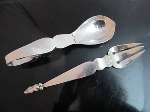 Juego de tenedores cuchara para servir ensalada diseño hoja baya plata esterlina SANBORNS México - Imagen 1 de 8