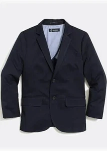 Boys Crewcuts Thompson Suit Formal Jacket Blazer Flex Chino Size 12 Navy Blue - Picture 1 of 11