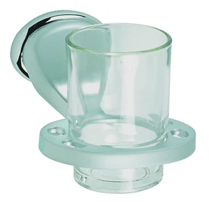 Sabichi Atlantis Satin Chrome Tumbler Holder, Glass Tumbler, Toothbrush Holder - Picture 1 of 1