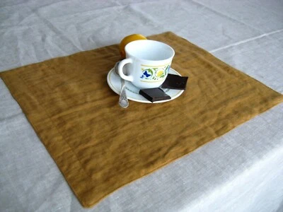 Linen Double layer placemats. Stonewashed linen placemat set for table decor. - Image 1 of 4