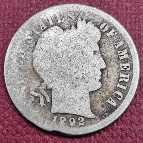 1892 S Barber Dime 10c Circulated #60365 Cover