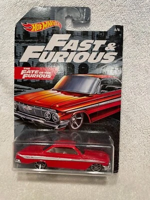 1/64 H.W. "FAST & FURIOUS" 1961 IMPALA/VERMELHO/BRANCO INT/348 V8/RODAS DE LIGA LEVE - Imagem 1 de 2