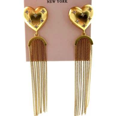 Kate Spade New York My Precious Heart Fringe Gold Plated Earrings - Image 1 of 4