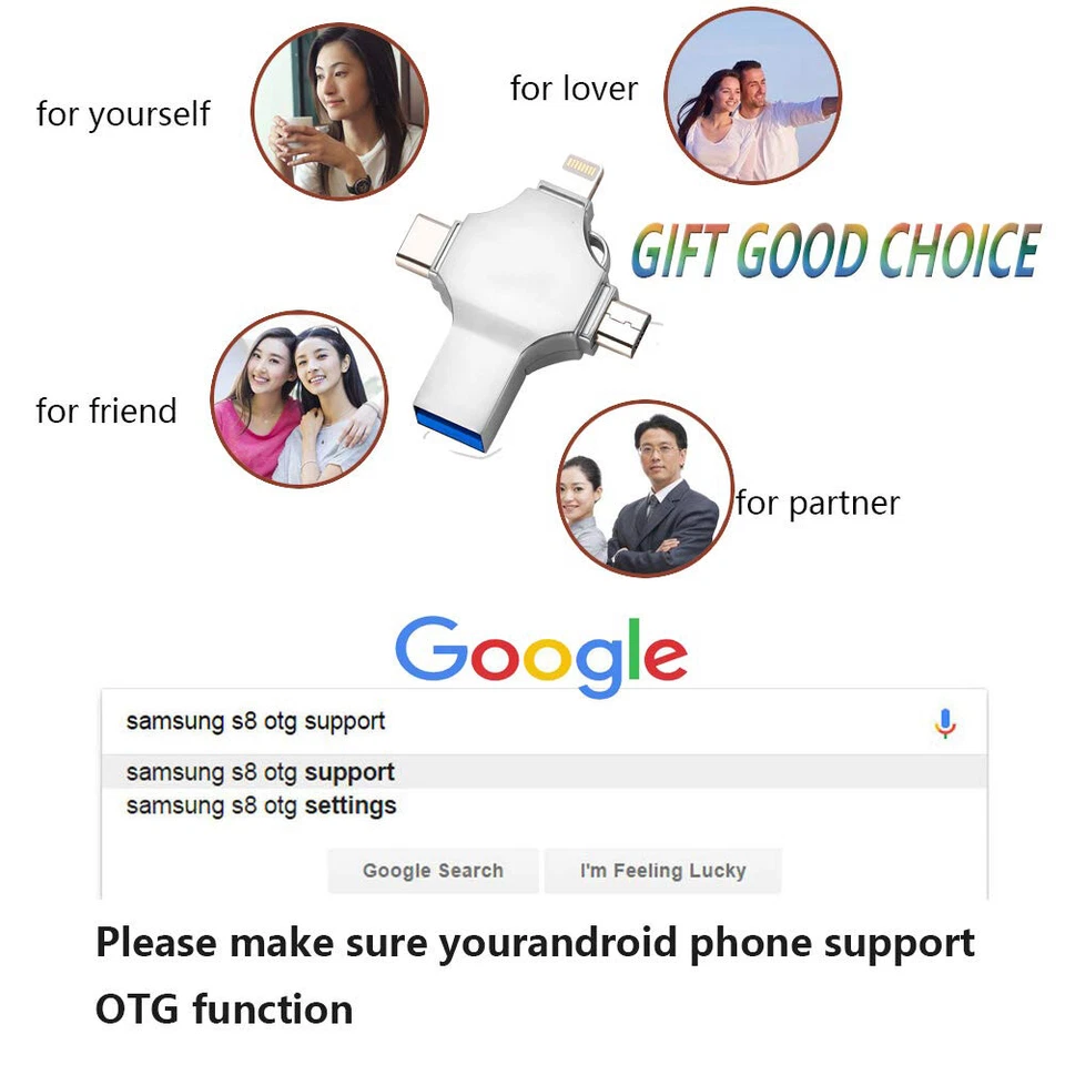 USB 128GB Flash Drive Type C 512 Memory Photo Stick for i Phone Android iPad Lot - Image 1 of 4