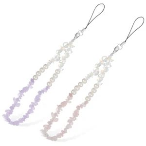 2 Pcs Mobile Phone Chain Jewel Charm Crystal Stone Strap Bracelet - Zdjęcie 1 z 11
