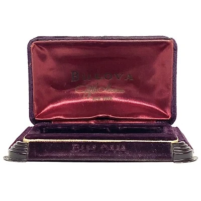 Art Deco Bulova Fifth Avenue Purple Velvet Watch Presentation Box Only - Image 1 of 4