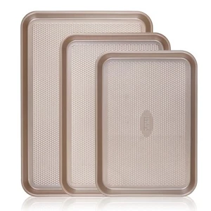 Baking Sheet Pan Set, 3x Cookie Sheets for Oven, Diamond Texture Premium Air ... - Picture 1 of 8