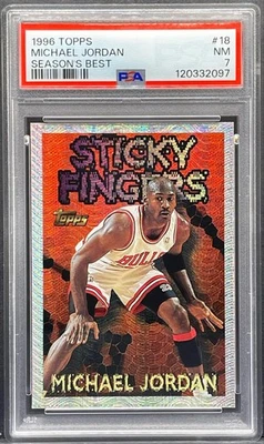 1996-97 Topps Season's Best Sticky Fingers Michael Jordan #18 90-е Вставка PSA 7 - Изображение 1 из 2