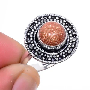 Anello gioiello placcato argento pietra del sole dorato misura regolabile (5506) - Foto 1 di 5