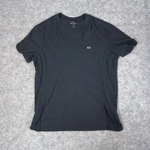 Armani Exchange Shirt Medium Black White V Neck Lot 2 Slim 100% Pima Cotton Peru - Picture 1 of 14