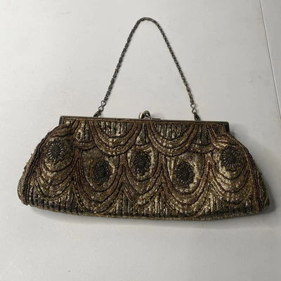 GORGEOUS GOLD ORNATE BEADED Nite Bags by Carlo Fellini CLUTCH PURSE - Image 1 of 4