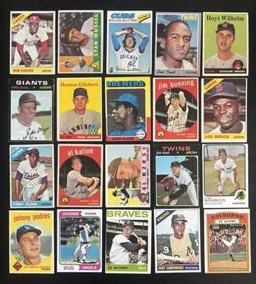 1958-84 Topps Hof RC Lote (40) Willie Mays Hank Aaron Killebrew Gibson Foto 1 de 4