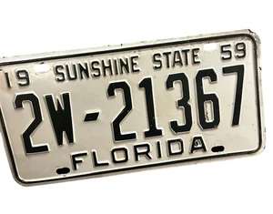 1959 FLORIDA SUNSHINE STATE targa d'epoca da collezione 2W- 21367 bianca - Foto 1 di 10