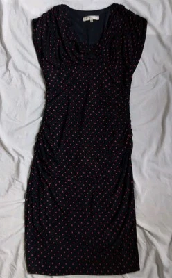 Evan-Picone Dress Navy Red Polka Dots Shift Womens Size 10 - Image 1 of 4