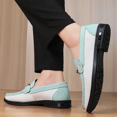 Moda Zapatos de Cuero Genuino Hombres Mocasines Informales Sin Cordones Conducción Ciclismo Tenis Foto 1 de 4