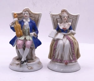 Vintage Maruyama Man & Woman Colonial Couple Figurines Occupied Japan 3.5” - Picture 1 of 6