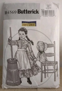Butterick B4659 Girls Pioneer Little House Costume Dress Bonnet Size 4-6 UNCUT - Picture 1 of 5