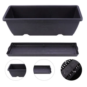 Planter Pot with Drainage Hole Rectangular Outdoor Plastic Flower Indoor - Picture 1 of 12