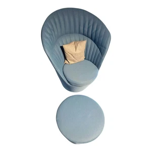 Hülsta Sessel Cuello Stoff M801 Blau mit Hocker - Bild 1 von 4
