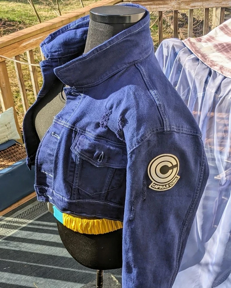 DBZ Future Trunks Capsule Corp Jacket Men’s Distressed Cropped Denim Cosplay - Image 1 of 4