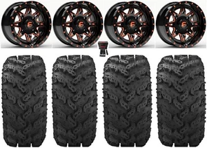 Fuel Lethal Orange 14" Wheels 26" Reptile Tires Yamaha Wolverine RMAX - Picture 1 of 4