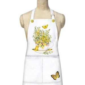 Mary Lake-Thompson Teacup Flowers Butterfly Apron Two Pockets Polyester & Cotton - Picture 1 of 3