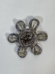 Vintage 1920's DEADSTOCK silver acrylic beads, rhinestone blossom French pin - Picture 1 of 6