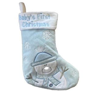 BABY'S FIRST CHRISTMAS Stocking Blue 13” Long Snowman - Bild 1 von 2