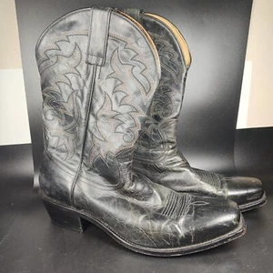 Moonshine Spirit Black Leather Square Toe Pull On Western Boots Men’s Size 13D - Picture 1 of 9