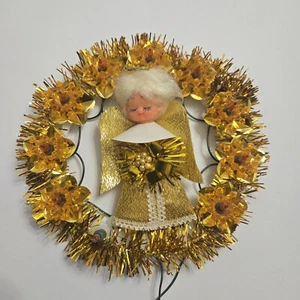 Colgante de pared vintage de árbol de ángel pixie iluminado kitsch de Navidad funcionando - Imagen 1 de 8