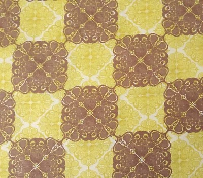 Pagoda Lullaby BTY Tina Givens FreeSpirit Lace Board Yellow Taupe Ecru Damask - Image 1 of 3