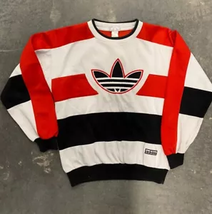 Vintage 80s Adidas Run DMC Style Allover Print Sweatshirt Men’s Sz Medium USA - Picture 1 of 5