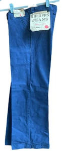 Vtg NEW 1970s Bell Bottom Sun Jeans Flare Juniors Sz 9 31”x32” Navy Blue Cotton - Picture 1 of 8