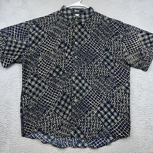 Impact Shirt Mens Large Black Silk Abstract Disco Lightweight Summer Beach - Picture 1 of 15