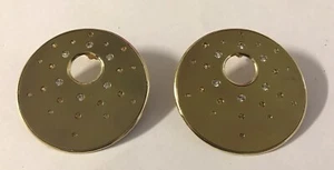 Faraone Mennella RFMAS 18K Gold & Titanium Sapphires Disc Hoop Earrings - Picture 1 of 8
