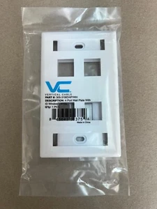 Vertical Cable 305-319ID/4P/WH - 4 Port Keystone Wallplate with ID Windows - Picture 1 of 2